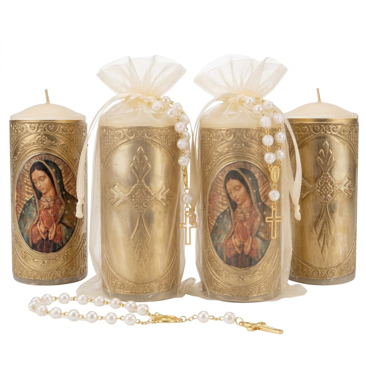 Velas de la Virgen de Guadalupe en Repujado - Pack de 12