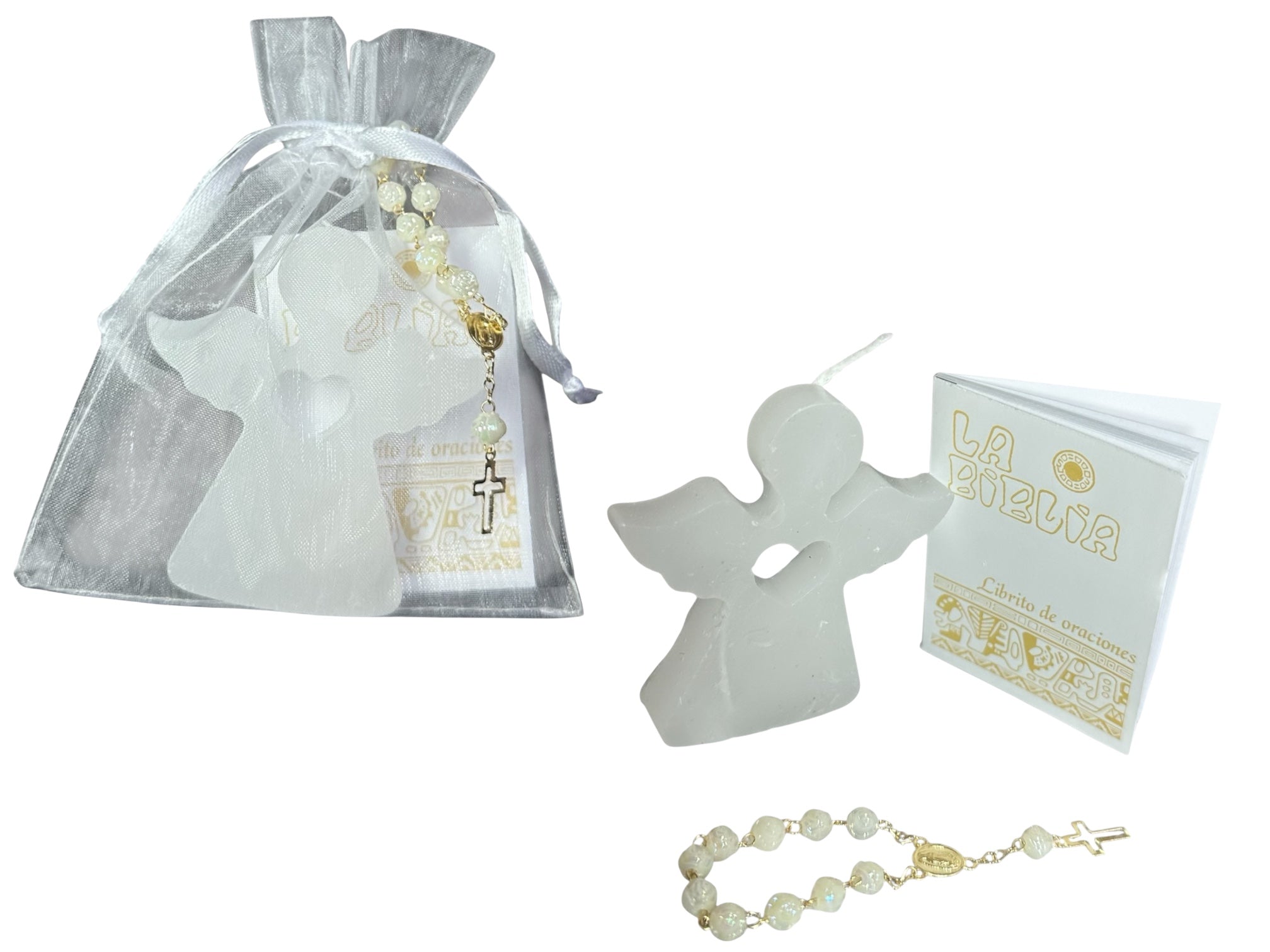 12 Velas de Angelito con Libro de Oración y Misterio
