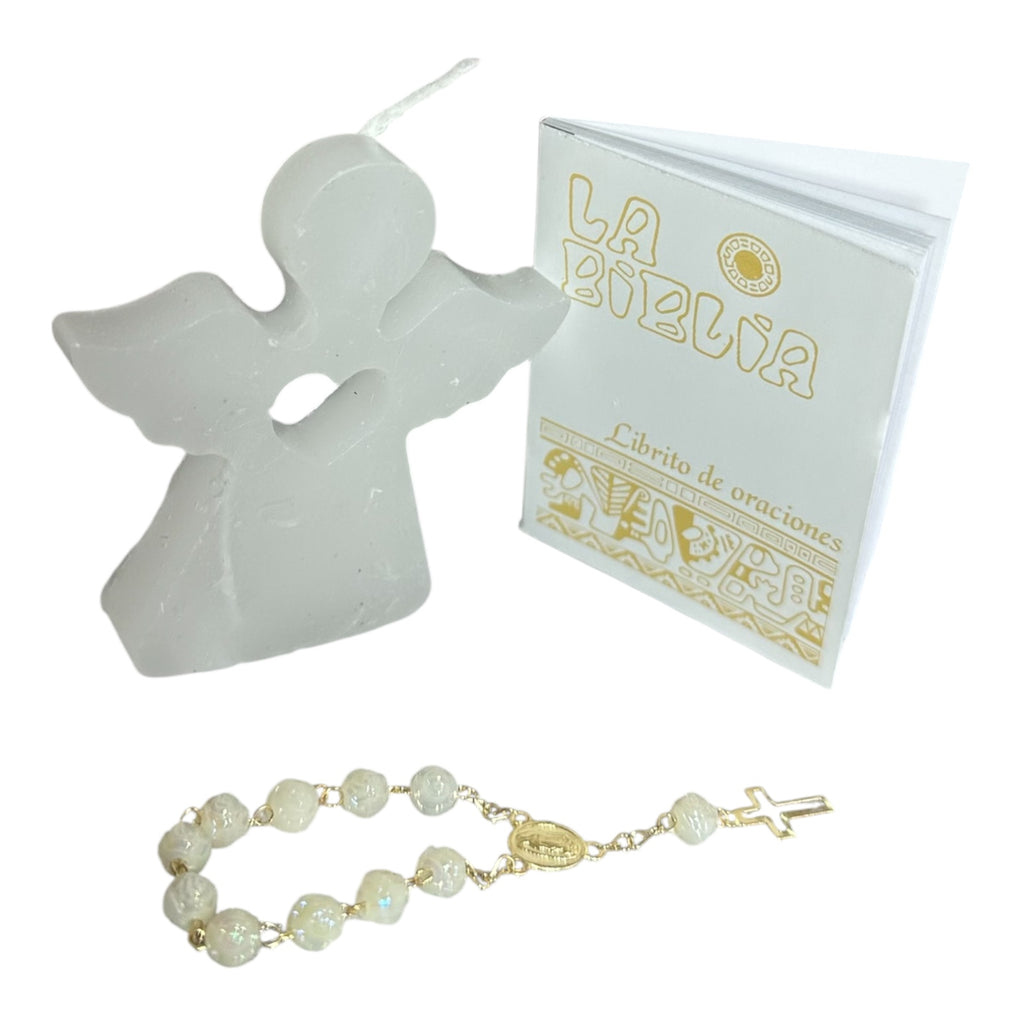 12 Velas de Angelito con Libro de Oración y Misterio
