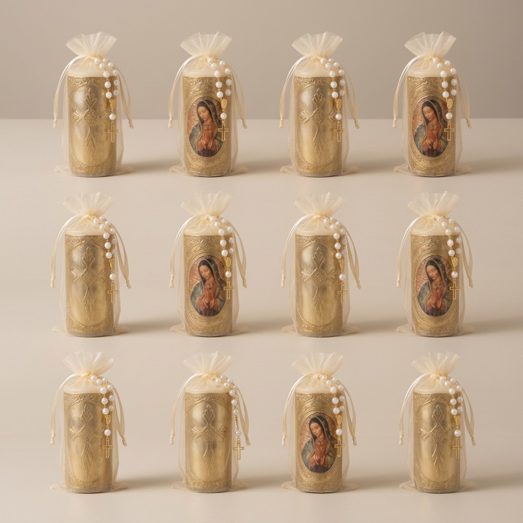 Velas de la Virgen de Guadalupe en Repujado - Pack de 12
