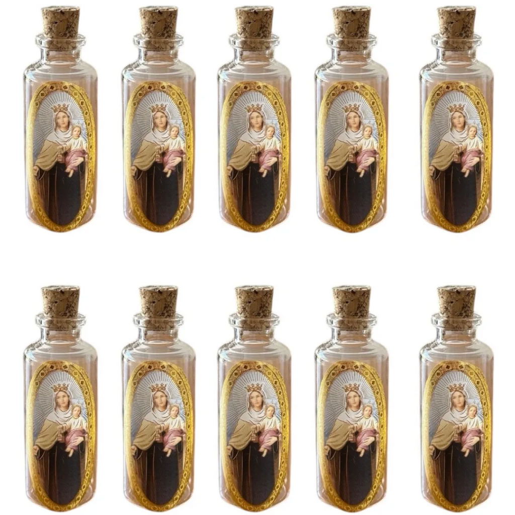 Frasco de Corcho para Agua Bendita De Virgen del Carmen - Pack de 10