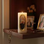 Velas Religiosas Virgen del Carmen · 8x3.5cm · Pack 12 piezas