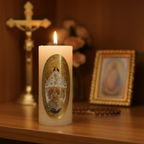 Vela Religiosa Virgen de Juquila · 8x3.5cm · Pack 12 piezas