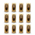 Velas Religiosas Virgen del Carmen · 8x3.5cm · Pack 12 piezas