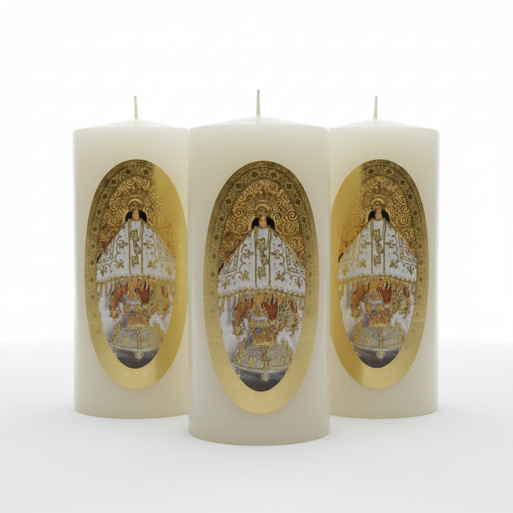 Vela Religiosa Virgen de Juquila · 8x3.5cm · Pack 12 piezas