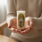 Vela Religiosa Virgen de Juquila · 8x3.5cm · Pack 12 piezas