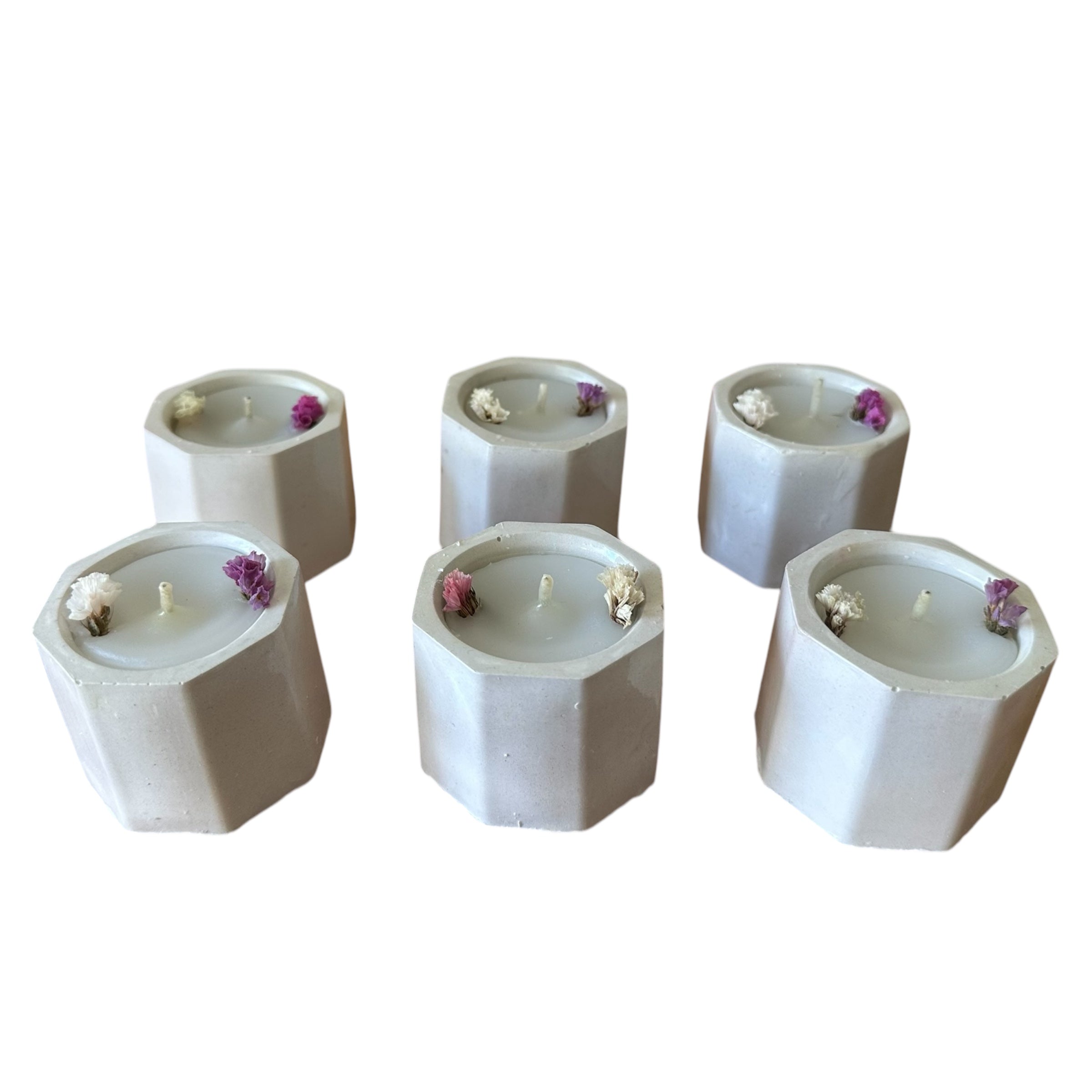 12 Velas en Maceta con Flores Secas
