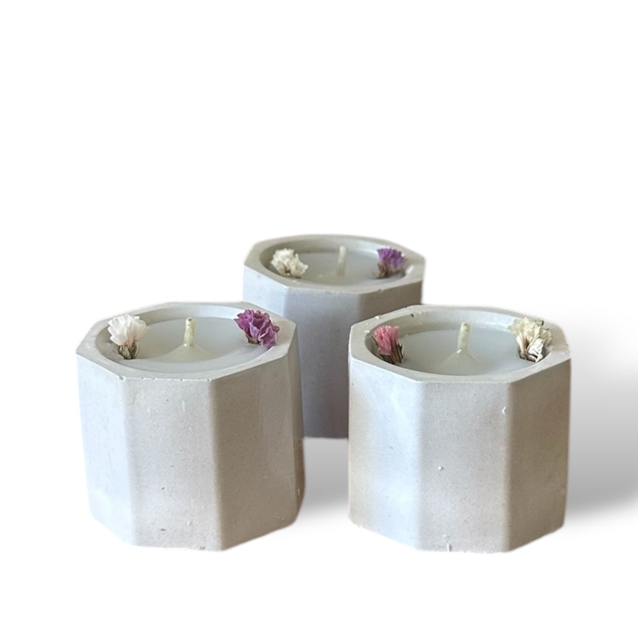 12 Velas en Maceta con Flores Secas