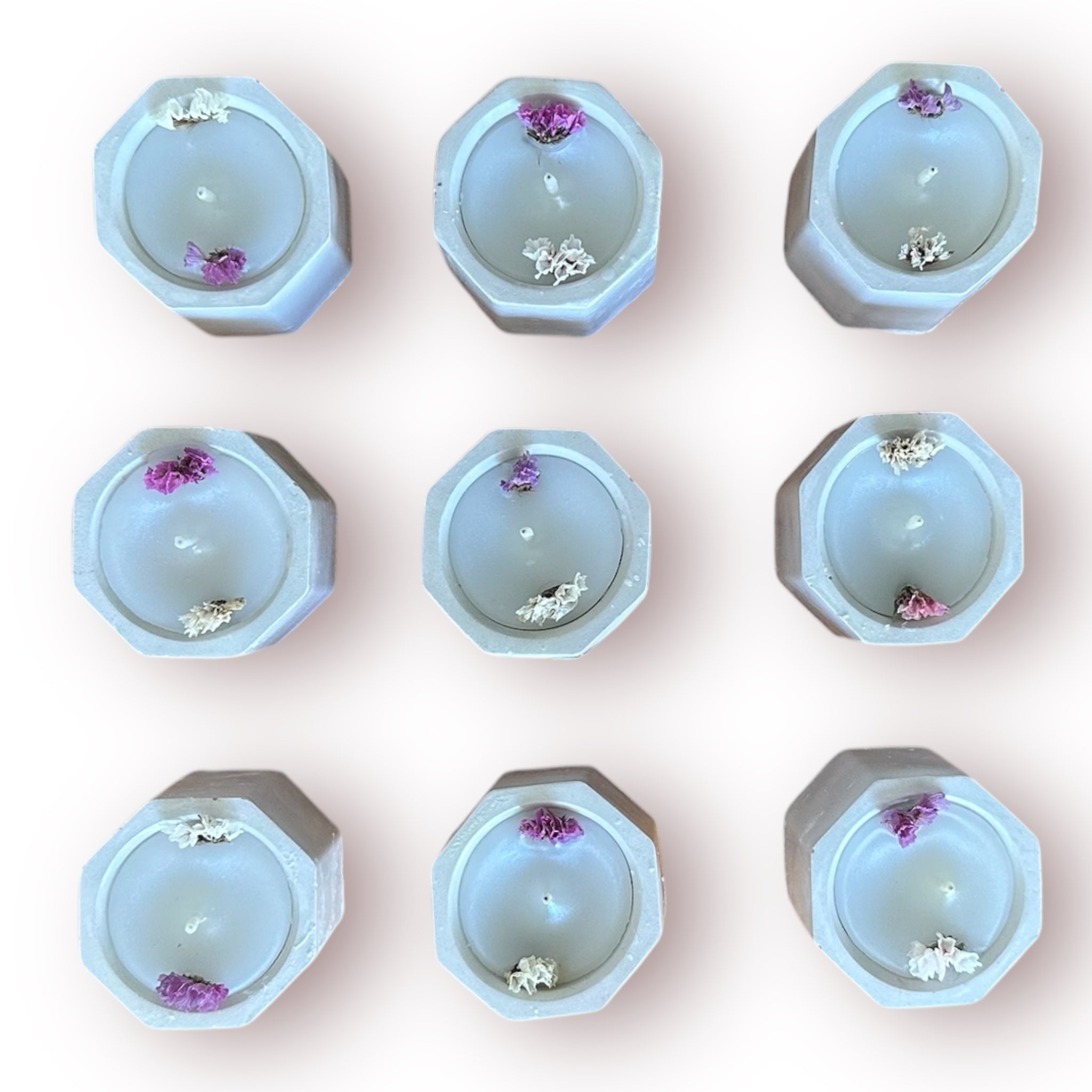 12 Velas en Maceta con Flores Secas
