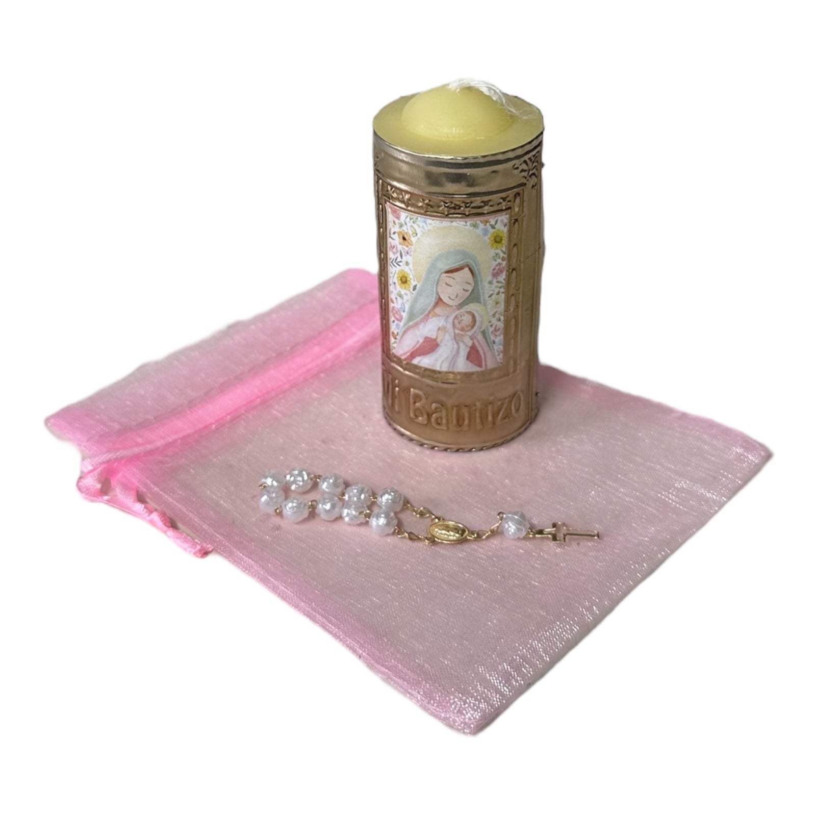 Vela de Bautizo Rosa