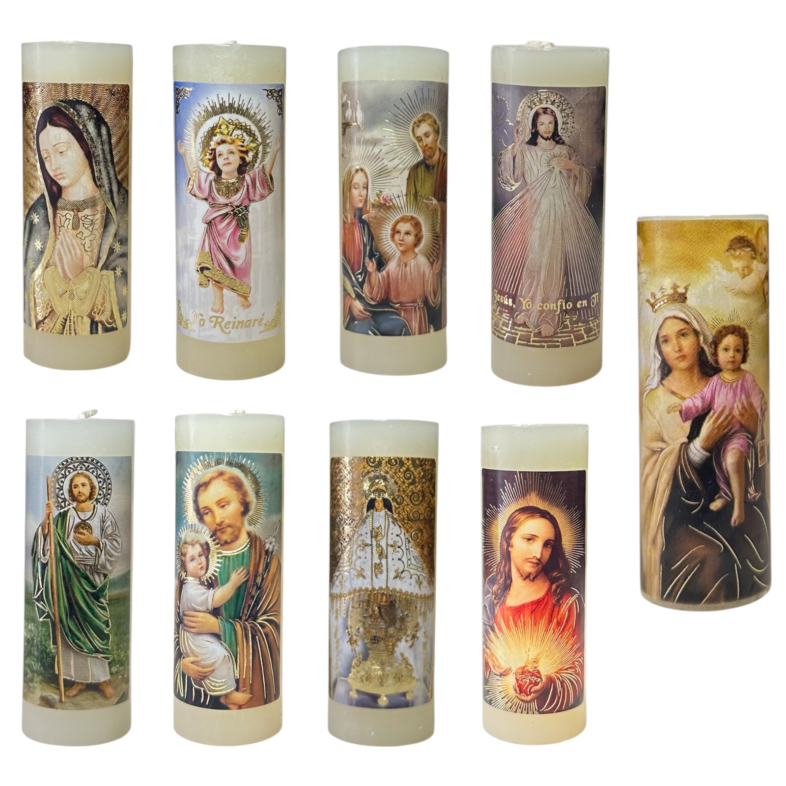 Paquete de 12 Velas con Tarjeta de Oración
