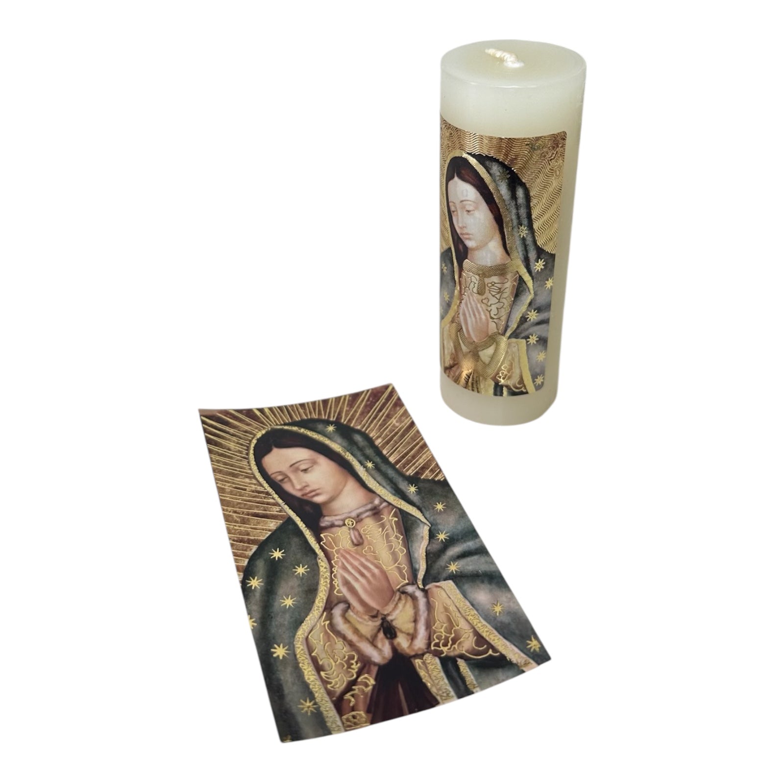 Paquete de 12 Velas con Tarjeta de Oración