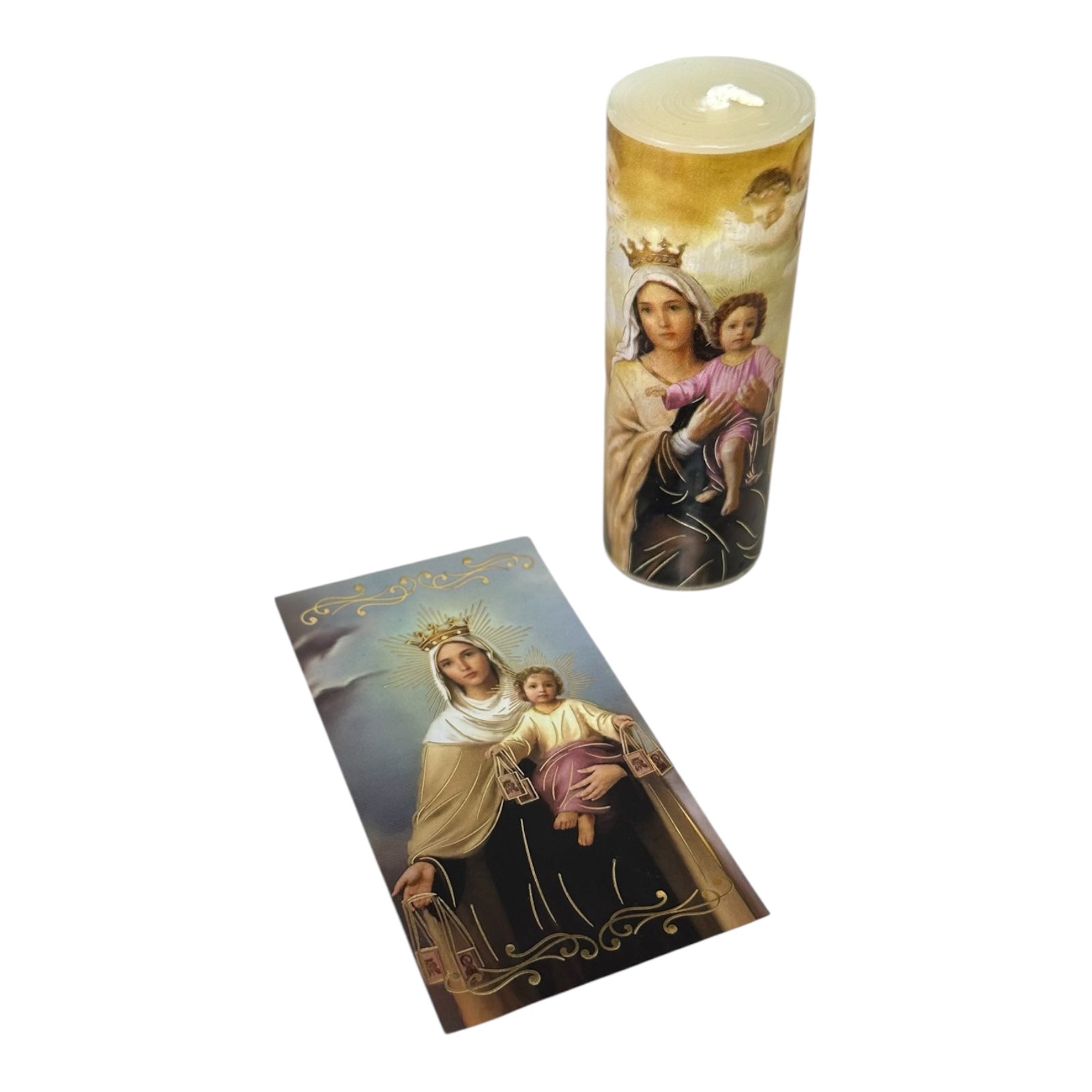 Paquete de 12 Velas con Tarjeta de Oración