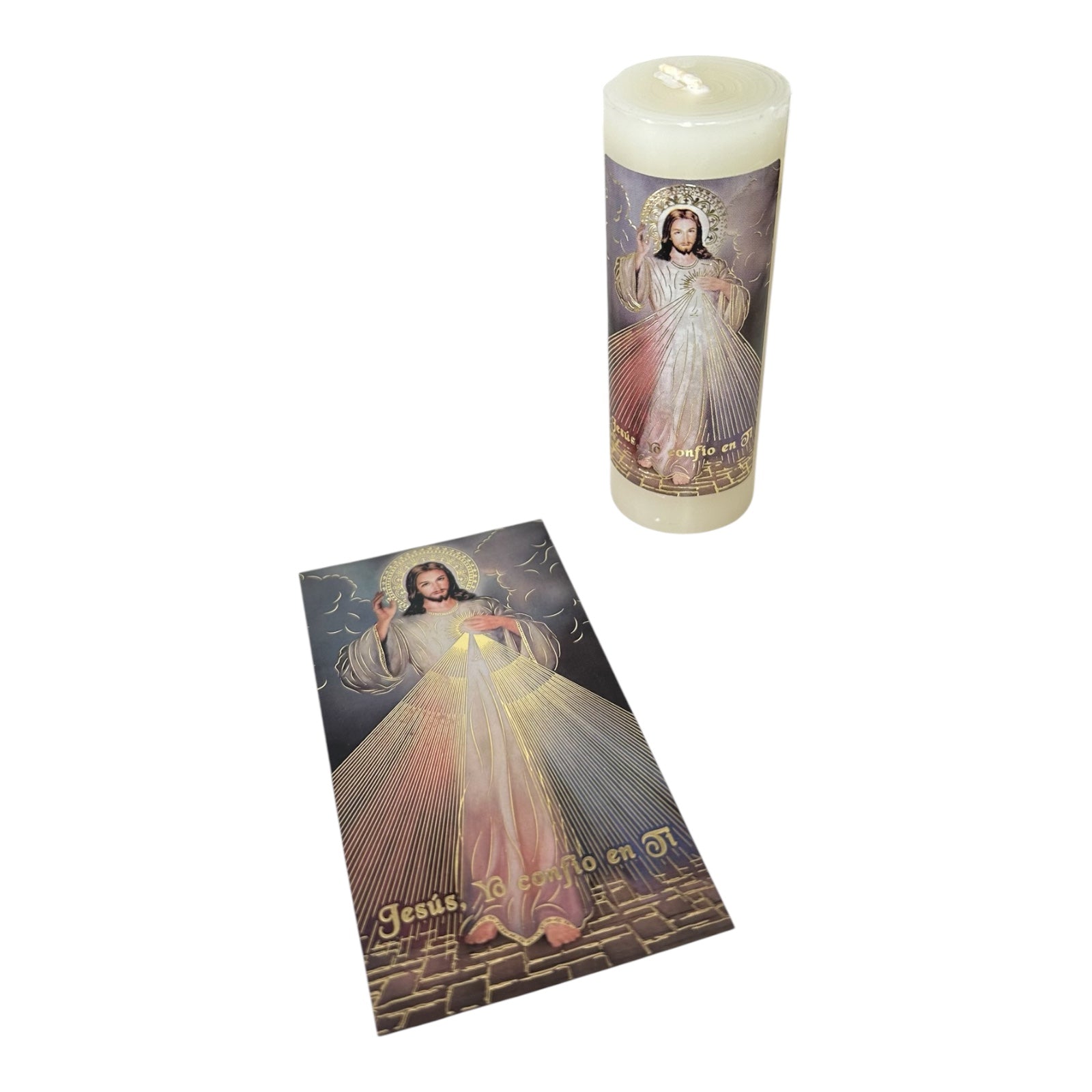 Paquete de 12 Velas con Tarjeta de Oración