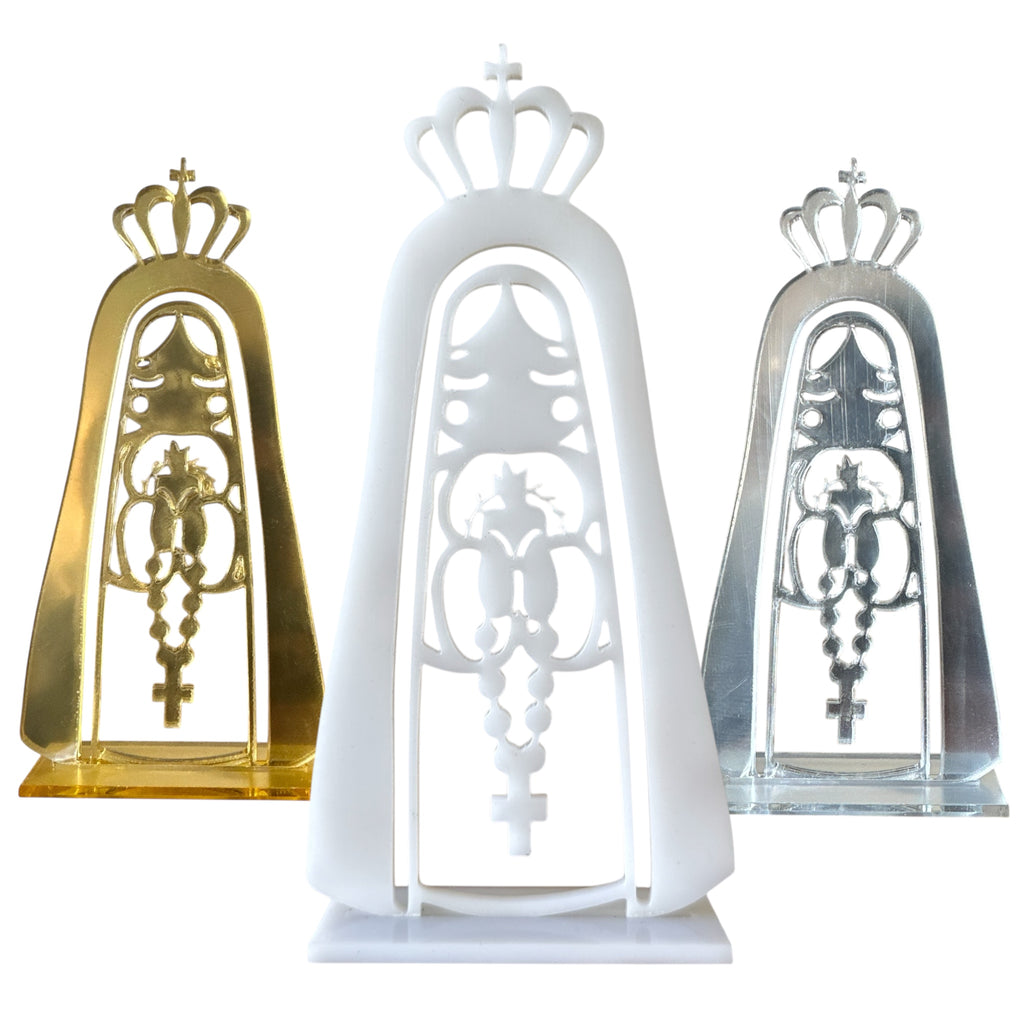 Centros de Mesa Virgen de Guadalupe en Acrílico Espejo - Pack de 4 Piezas