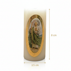 Velas Religiosas San Judas Tadeo · 8x3.5cm · Pack 12 piezas