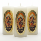 Vela Religiosa Virgen Desatanudos · 8x3.5cm · Pack 12 piezas