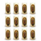 Vela Religiosa Virgen Desatanudos · 8x3.5cm · Pack 12 piezas