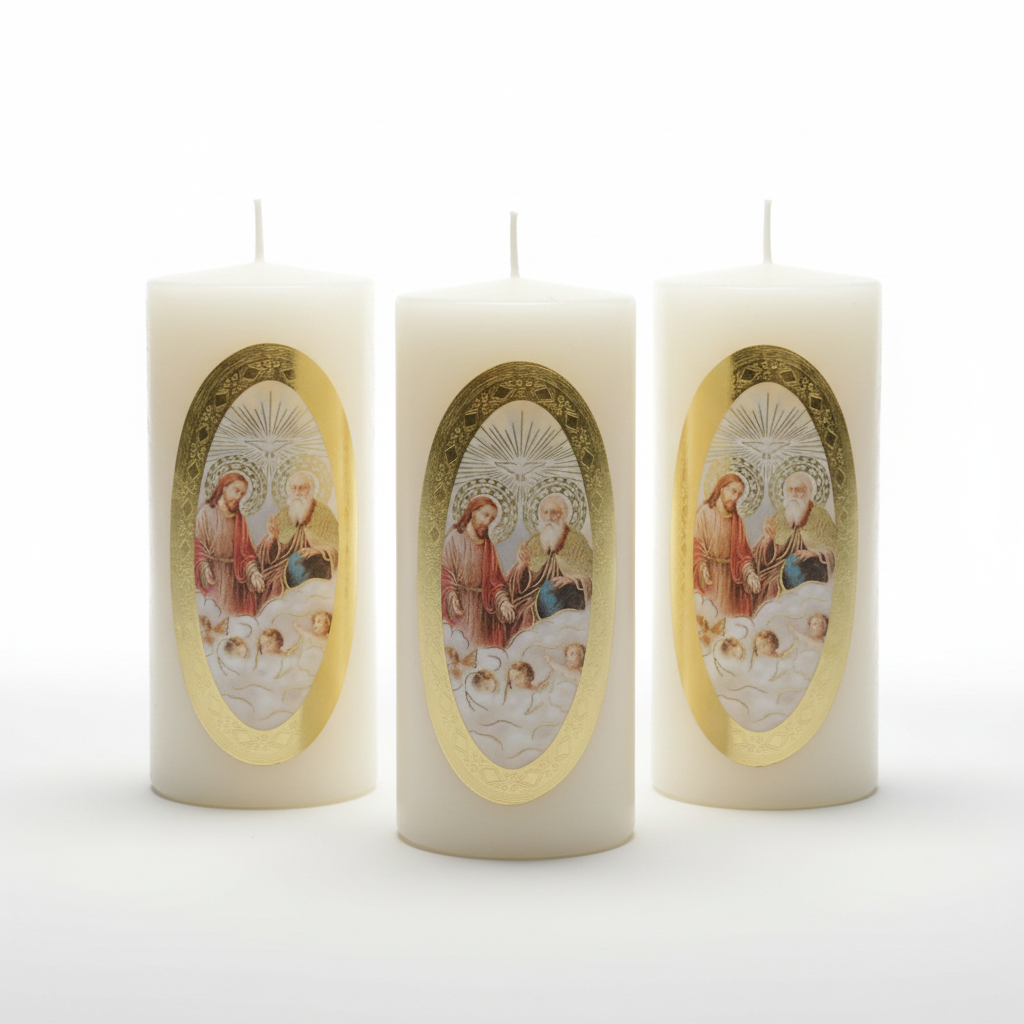 Velas Religiosas Divina Providencia· 8x3.5cm · Pack 12 piezas