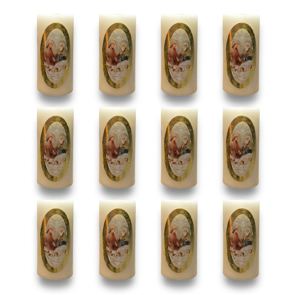 Velas Religiosas Divina Providencia· 8x3.5cm · Pack 12 piezas