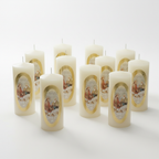Velas Religiosas Divina Providencia· 8x3.5cm · Pack 12 piezas