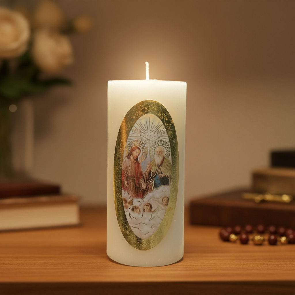 Velas Religiosas Divina Providencia· 8x3.5cm · Pack 12 piezas
