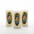 Velas Religiosas Virgen Dolorosa · 8x3.5cm · Pack 12 piezas