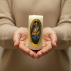 Velas Religiosas Virgen Dolorosa · 8x3.5cm · Pack 12 piezas