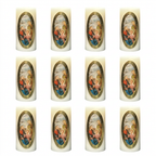Velas Religiosas Sagrada Familia · 8x3.5cm · Pack 12 piezas