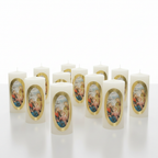 Velas Religiosas Sagrada Familia · 8x3.5cm · Pack 12 piezas