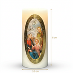 Velas Religiosas Sagrada Familia · 8x3.5cm · Pack 12 piezas