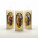 Velas Religiosas San Francisco de Asís · 8x3.5cm · Pack 12 piezas