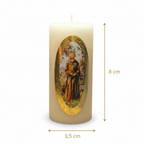 Velas Religiosas San Francisco de Asís · 8x3.5cm · Pack 12 piezas