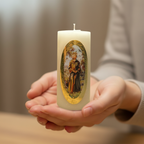Velas Religiosas San Francisco de Asís · 8x3.5cm · Pack 12 piezas