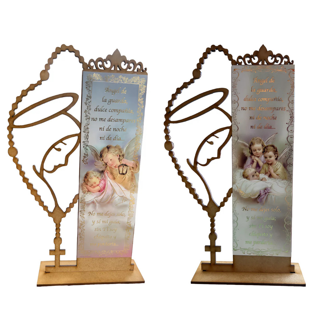 Pack 10 Centros de Mesa Retablos Bautizo Angel | Madera MDF y Corte Láser