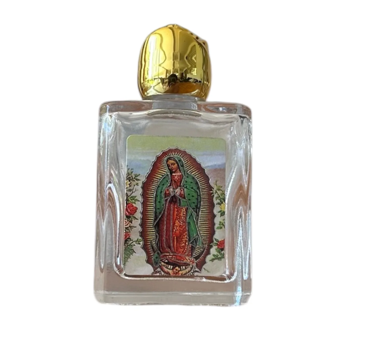 Paquete de 10 frascos para agua bendita con imagen de la virgen de Guadalupe para recuerdos de mandas y protección